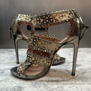 ALAÏA Laser Cut Caged Sandals Bronze